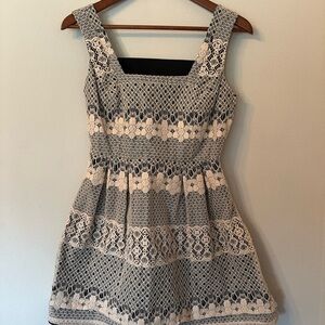 Fishbowl  Lace Mini Dress in Black and Cream med